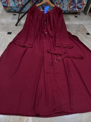Elegant Maroon Georgette Classic Abaya - 1 Piece